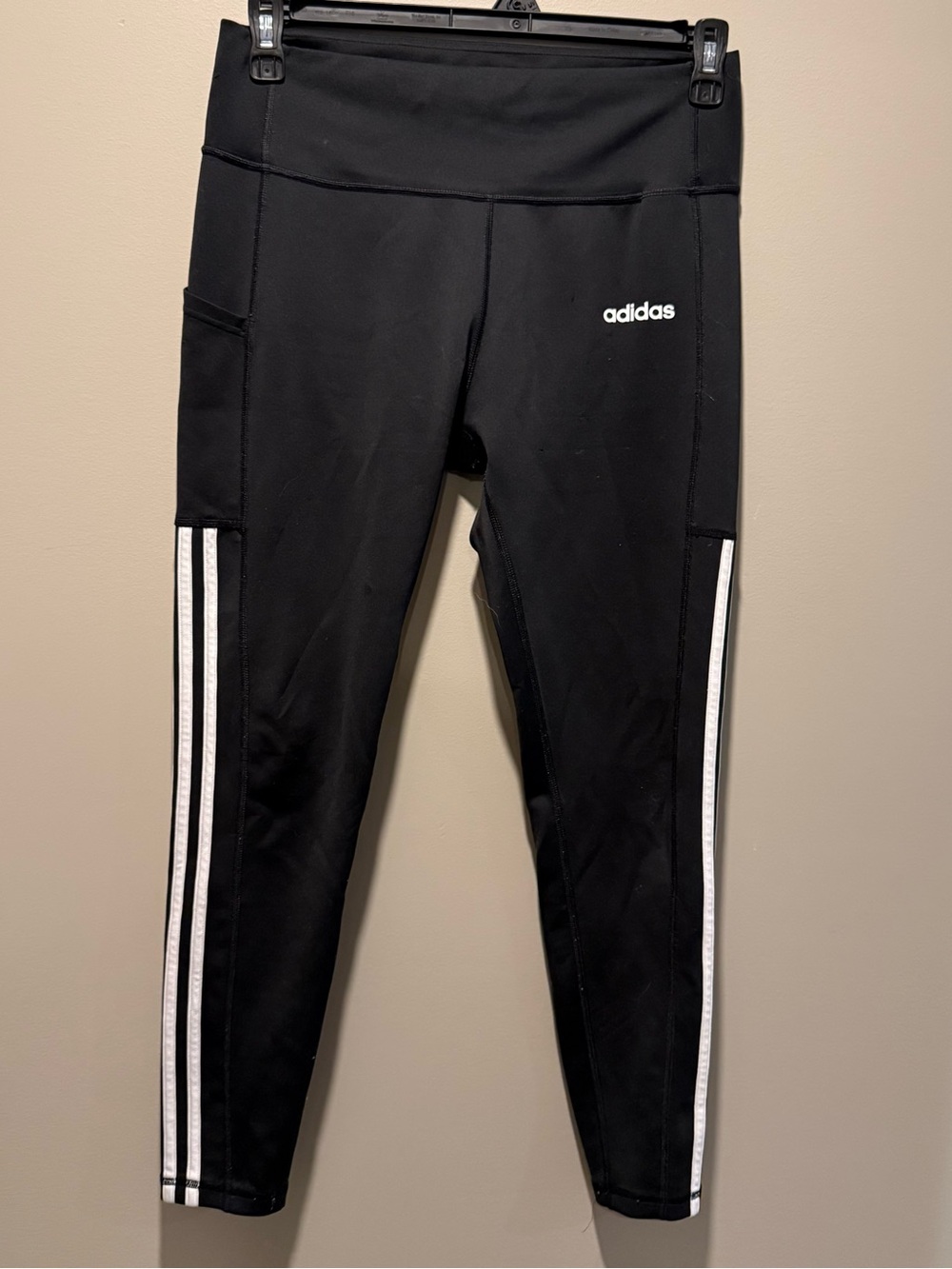 adidas Black Leggings with White Side Stripes